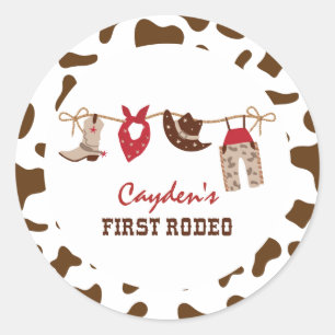 Sticker Rond Premier Rodéo Cow-boy Occidental 1er Anniversaire