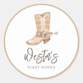 Sticker Rond Premier Rodéo Neutre Sud Cowboy Anniversaire (Devant)