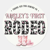 Sticker Rond Premier Rodéo rose mignon 1er anniversaire personn (Devant)