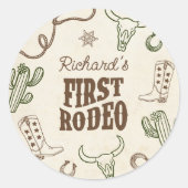 Sticker Rond Premier Rodeo Western Boy 1er anniversaire (Devant)