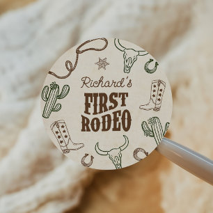 Sticker Rond Premier Rodeo Western Boy 1er anniversaire