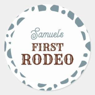 Sticker Rond Premier Rodéo Wild West Blue Boy Premier anniversa