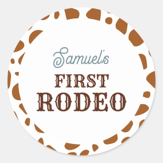 Sticker Rond Premier Rodeo Wild West Brown Boy Premier annivers (Devant)
