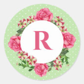 Sticker Rond Premier rose rose rouge blanc Pois Petunia (Devant)