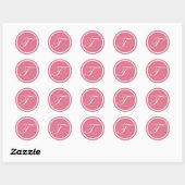 Sticker Rond Premier T princesse rose monogramme de sceau parti (Feuille)