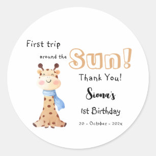 Sticker Rond Premier tour autour du soleil Girafe 1er anniversa