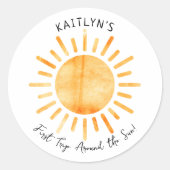 Sticker Rond Premier Voyage Autour Du Soleil 1Er Anniversaire (Devant)