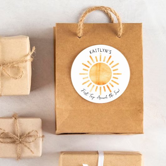 Sticker Rond Premier Voyage Autour Du Soleil 1Er Anniversaire