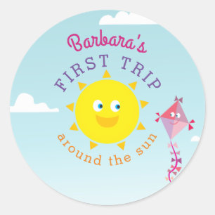 Sticker Rond Premier Voyage Autour Du Soleil 1Er Anniversaire