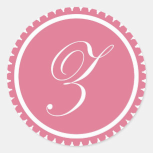 Sticker Rond Premier Z princesse rose monogramme de sceau parti