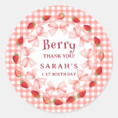 Sticker Rond Première année de Coquette Berry, Gingham rouge (Devant)