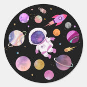 Sticker Rond Première année de l'astronaute rose (Devant)