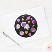 Sticker Rond Première année de l'astronaute rose (Enveloppe)