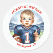 Sticker Rond Première année Football bas 1er anniversaire (Devant)