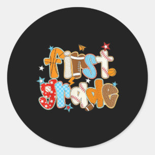 Sticker Rond Première Année Retour À L'École Baseball Basketbal