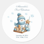 Sticker Rond Première Annonce de Naissance à Noël (Devant)