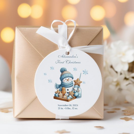 Sticker Rond Première Annonce de Naissance à Noël