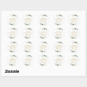 Sticker Rond Première communion botanique vert olive moderne (Feuille)