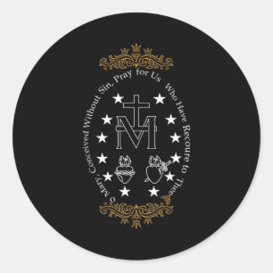 Sticker Rond Première communion catholique Ô Marie pour garçons