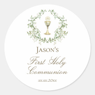 Sticker Rond Première communion crête de crêpe verdure