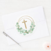 Sticker Rond Première communion d'Eucalyptus (Enveloppe)