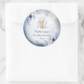 Sticker Rond première communion fleurs d'aquarelle bleue (Sac)