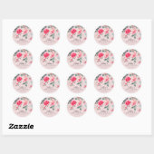 Sticker Rond Première communion Fleurs de rose (Feuille)