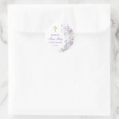 Sticker rond Première Communion Fleurs Lilac (Sac)