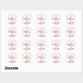 Sticker Rond Première Communion Floral Croix Rose Merci rose (Feuille)