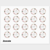 Sticker Rond Première communion florale rose rustique (Feuille)