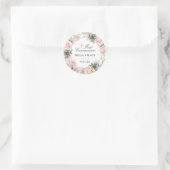 Sticker Rond Première communion florale rose rustique (Sac)