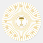 Sticker Rond Première Communion Gold avec Chalice (Devant)