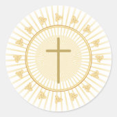 Sticker Rond Première Communion Gold avec invitation croisée (Devant)