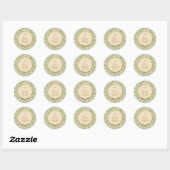Sticker Rond Première Communion Green Feuilles Morris Faux Gold (Feuille)