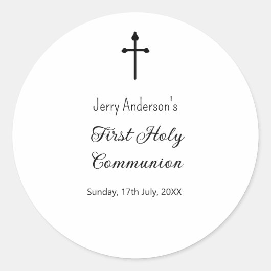 Sticker Rond Première communion sacrée catholique simple QR min (Devant)