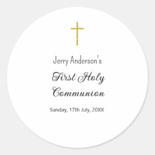 Sticker Rond Première communion sacrée catholique simple QR min