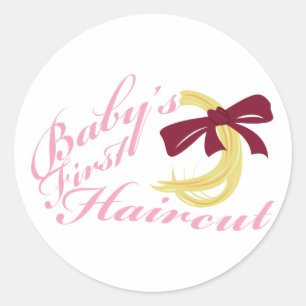 Sticker Rond Première coupe de cheveux du bébé