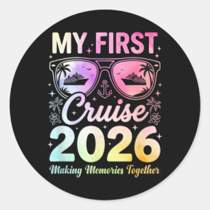 Sticker Rond Première Croisière 2026 Drôle Première Fois Vacanc