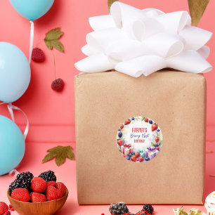Sticker Rond Première fête de fraises d'anniversaire du Berry d
