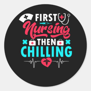 Sticker Rond Première infirmière puis refroidissement - infirmi