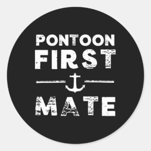 Sticker Rond Première Mate Bateau Ponton Ancre Hommes Femmes