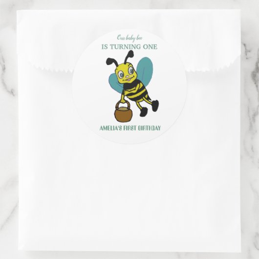 Sticker Rond Première naissance personnalisée 1ère fête d'anniv (Sac)