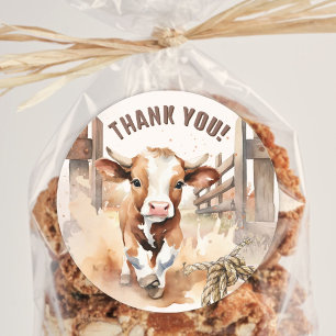 Sticker Rond PREMIÈRE RODÉE   Wild West Bull Cowboy 1er anniver