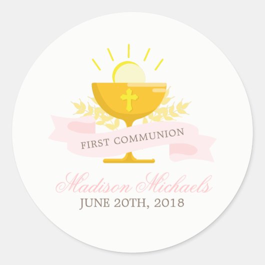 Sticker Rond Première sainte communion des filles (Devant)