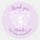 Sticker Rond Première Sainte Communion Fille Lavande (Devant)