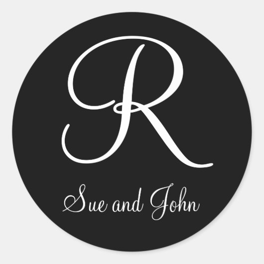 Sticker Rond Premiers noms et Dernier monogramme blanc initial (Devant)