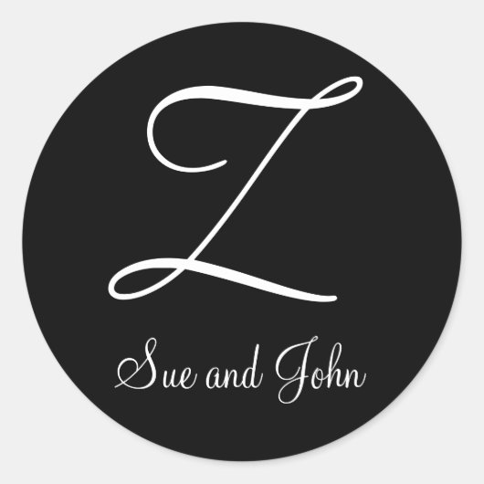 Sticker Rond Premiers noms et Dernier Monogramme blanc initial (Devant)