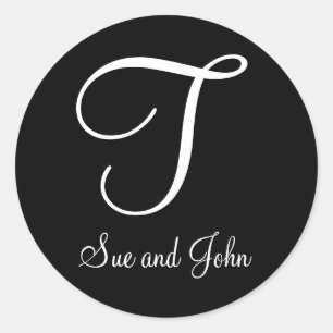 Sticker Rond Premiers noms et Dernier monogramme blanc initial 