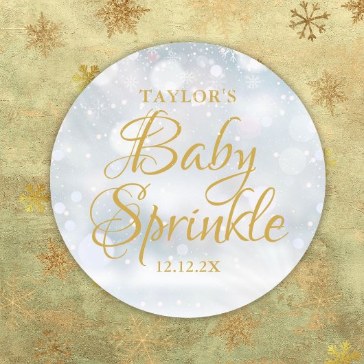 Sticker Rond Premiers Snowflakes Baby Sprinkle Douche