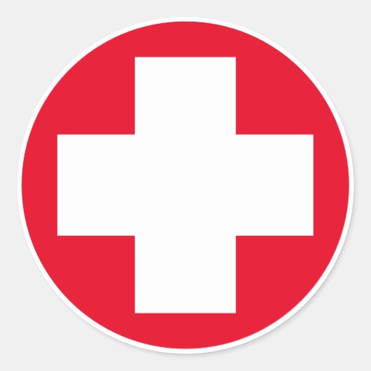 Sticker Rond Premiers soins - Médic (cross) - Ambulance, Aide d (Devant)